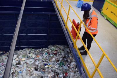 Looking at plastic being sorted