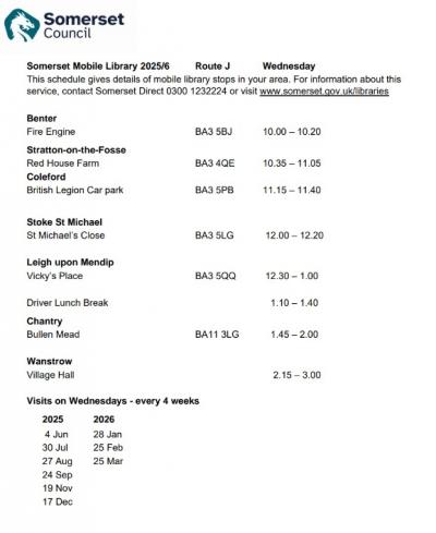 List of times for the mobile bus service