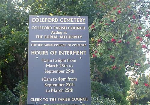 Photo Gallery Image - Cemetery Sign, the Parish Council acting as the Burial Authority