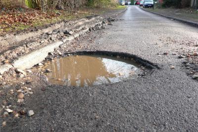 Pothole on highway